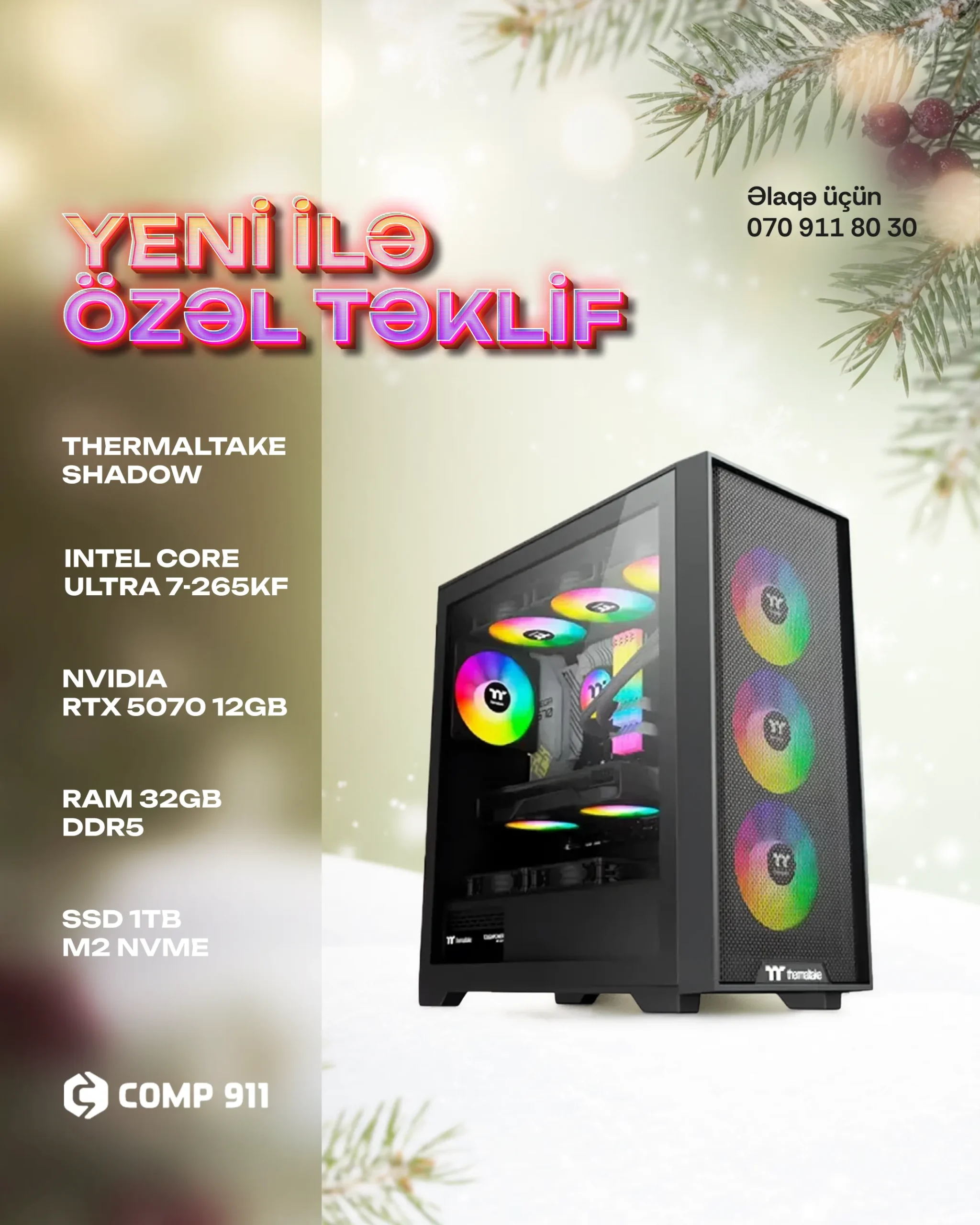 comp911-sekil5 COMP911 Gaming PC – Ultra 7-265KF + RTX 5070 - Şəkil 1